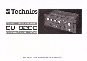 Technics  Bedienungsanleitung user manual owners für SU- 9200 englisch Copy - Picture 1 of 1