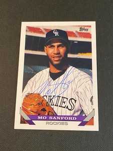 Mo Sanford Signed 1993 Topps Card Auto Colorado Rockies Autograph Baseball COA