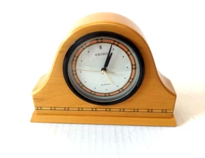 Vintage MCM Seiko Wooden Silver-tone Dial Alarm Clock/Works Well/7.5" L, 5" T - Picture 1 of 11