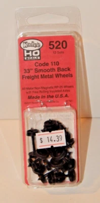Kadee HO #520 Code 110 33" Smooth Back Freight Metal Wheels 12 sets NEW - Image 1 of 2