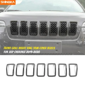 Carbon Fiber For 2019+ Jeep Cherokee Front Grille Grill Insert Ring Cover Trim - Picture 1 of 9