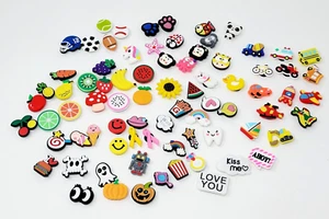 Shoe Charm Lot of 77 for Crocs w/Animals Sports Trucks Halloween Fruit Paws Bugs - Picture 1 of 22