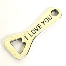 20 Tibetan Silver 28x11mm I Love You Botle Opener Charms
