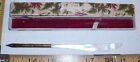 FANCY GOLD FILLED MOTHER OF PEARL QUILL DIP PEN 1800s WITH LETTER OPENER BOXED