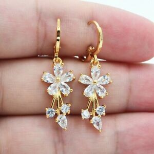 Fashion Gold Plated Drop Earrings for Women Cubic Zirconia Jewelry Gifts A Pair