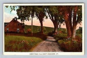 Postal de colección East Concord VT, saludos, casa escénica vista a la montaña Vermont   - Imagen 1 de 2