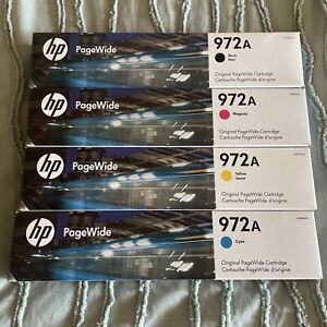 HP 972A Set of 4 Genuine NEW Ink Cartridges Black Cyan Magenta Yellow