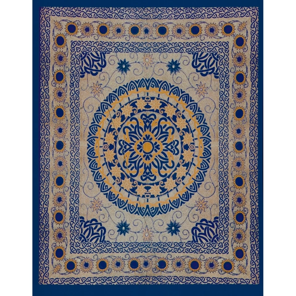 Celtic Flowers Circle Blue Full Tapestry - Image 1 of 1