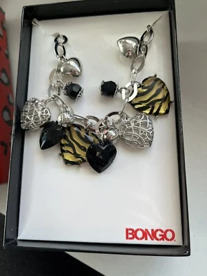 Collar Bongo Tono Plata Corazón Dije Retro Vintage NUEVO EN CAJA Foto 1 de 2