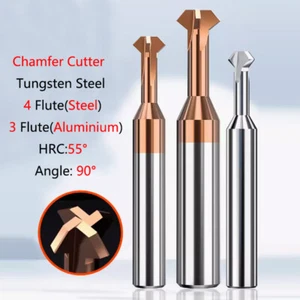 Carbide Chamfer Cutter Deburrer Double Angle End Mill Ø3-12mm 3/4 Flute Milling - Picture 1 of 14