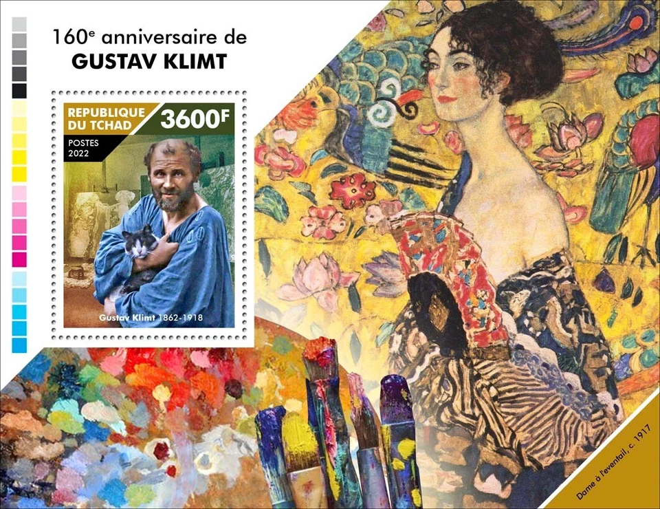 Estampillas artísticas de Gustav Klimt MNH 2022 Chad S/S Foto 1 de 1