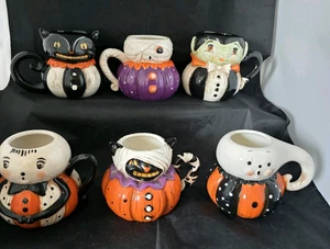 EUC NEUWERTIG Johanna Parker Halloween Tassen Geist Vampir schwarze Spinne Mumie - Bild 1 von 22