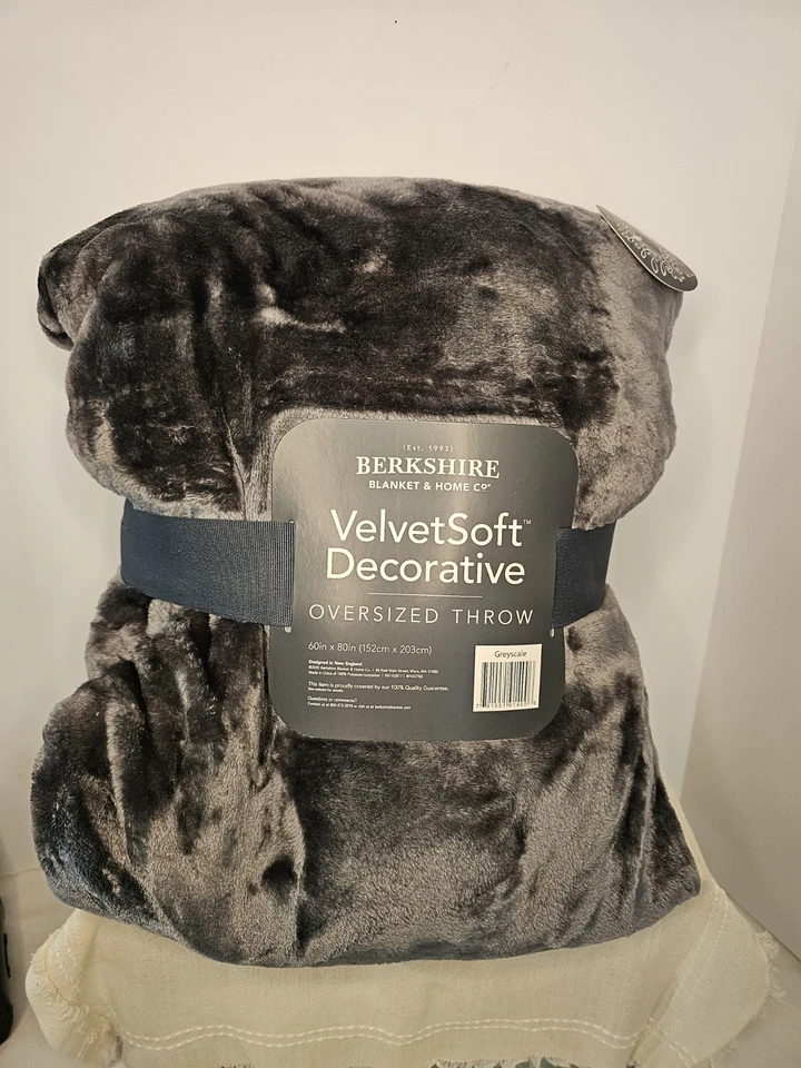 Berkshire Velvet Soft Oversized Throw Dark Gray Blanket 60"x80" - Image 1 of 1