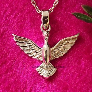 Winged Bird Necklace, 925 Sterling Silver, Minimalist Bird Unisex Necklace - Picture 1 of 6