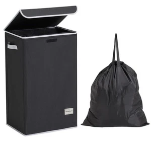 Laundry Hamper with Lid, 90L Collapsible Basket, Dirty clothes basket, Remova... - Picture 1 of 9