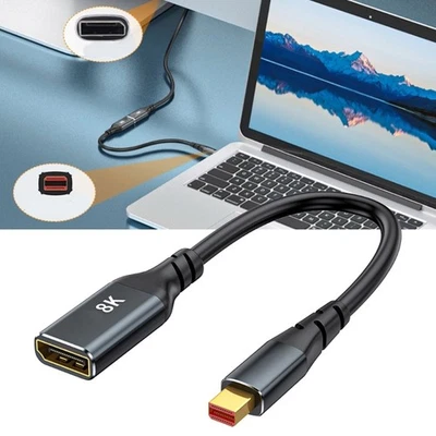 8K DisplayPort to Mini DisplayPort Cable Adapter Bi-Directional DisplayPort Male - Image 1 of 4