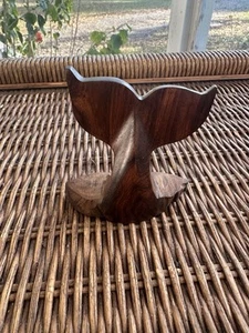 Hand Carved Wooden Whale Tail Figure Sculpture 3" Alaska Nautical Marine Life - Picture 1 of 6