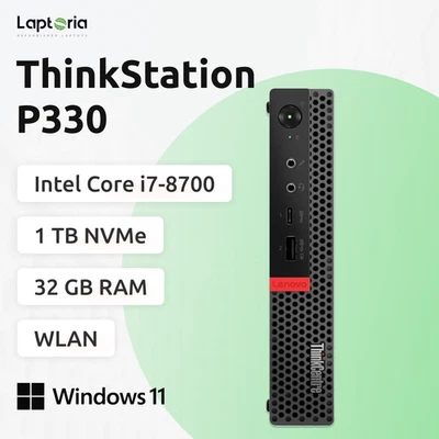 Lenovo ThinkStation P330 Tiny Core i7-8700 32GB 1TB WLAN BT Windows 11 TOP! - Bild 1 von 2