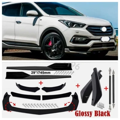 For Hyundai Santa Front Bumper Lip Spoiler Side Skirts Kits+Strut Rods US - Image 1 of 4