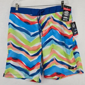 Speedo Men's Boardshort Swim Trunks Blue XL UPF 50+ Multicolor Striped - Picture 1 of 11