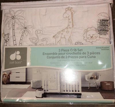 Juego de ropa de cama para cuna Just Born Animal Kingdom de 3 piezas Foto 1 de 3