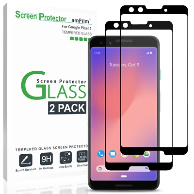 amFilm Screen Protector for Google Pixel 3, Premium Real Tempered Glass (2 Pack) - Image 1 of 4