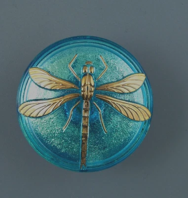 COLORFUL CZECH GLASS BUTTON - DRAGONFLY - Image 1 of 4