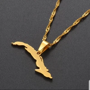 Cuba Map Pendant Necklace – Fashionable Gold Chain Jewelry for Women, New Trendy - Afbeelding 1 van 3