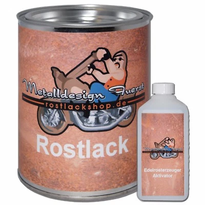 Set 250g Rostlack Ratlook + Aktivator rust paint Rostpatina Autolack Rostdecko - Bild 1 von 4