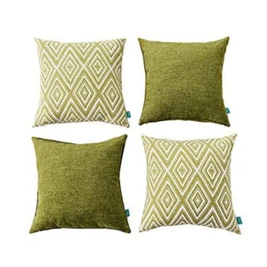 HPUK Decorative Throw Pillow Covers Set of 4 Geometric 17"x17" inches GREEN - Picture 1 of 7