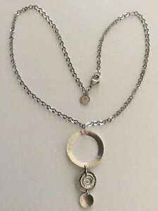 SILPADA N1709 Three Disk Swril Circle Hammered Pendant Necklace Sterling 925