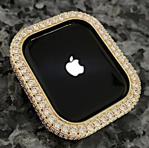 Serie 10 46 mm14k Oro Amarillo Laboratorio Diamante Apple Watch Estuche Apple Watch Cubierta - Imagen 1 de 9