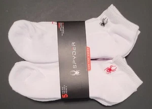 Spyder Men's Low Cut Socks 5 Pack White Black Red Logo Comfort Athletic Cushion - Picture 1 of 6