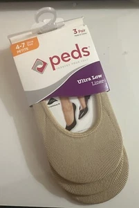 Women S Peds 3 Pair Ultra Low Liner Socks NUDE Size 4 7 Petite NWT - Picture 1 of 4