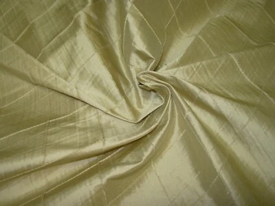 2 YDS~100% SILK DIAMOND PINTUCK CREAMY BEIGE DRAPERY UPHOLSTERY FABRIC FOR LESS - Image 1 of 3