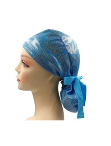Holographic Iridescent Ponytail Scrub Cap Doctor Theatre Nurse Hospital - Picture 1 of 12