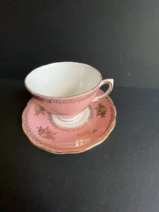 Colclough BONE CHINA TEA CUP & SAUCER GOLD TRIM  Pink granny core - Picture 1 of 6