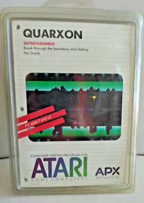 Quarxon; Atari 400/800/XL/XE; Disk w/manual APX-20174; Plastic cover - Image 1 of 3