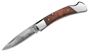 Boker Magnum Damascus Lord Pocket Knife 3.62" Blade Burl Wood EDC - 01MB790DAM - Picture 1 of 7