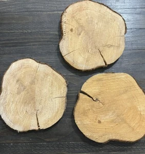 Lot Of 3 Natural Wood Slices Discs 11” X 1” Party Serving Pieces - Picture 1 of 4