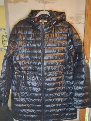 Chaqueta Abrigo DKNY Mujer Abrigo Largo Puffer con Capucha Negra Talla XL Cremallera Cálida Invierno Foto 1 de 4