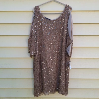 NUEVO CON ETIQUETAS Vestido de Cóctel Pisarro Noches Mujeres 20W Lentejuelas Seda Glamour Formal Fiesta Evento Foto 1 de 4