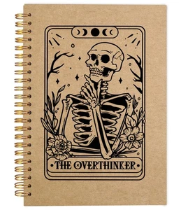 the Overthinker Tarot Card Notebook Journal, Gothic Goth Skull Notebook Journ... - Picture 1 of 5