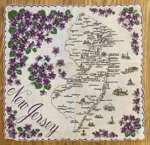 Vintage State of New Jersey Souvenir Handkerchief Ranshaw With Paper Tag - Picture 1 of 2