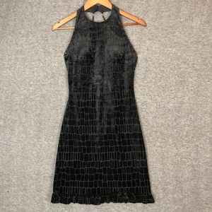 Vestido Jessica McClintock Mujer 6 Negro Terciopelo Halter Estampado Animal Cóctel EE. UU. - Imagen 1 de 13