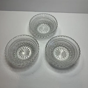 Set of 3 Vtg anchor hocking Wexford diamond cut glass serving dish/ Bowl - Picture 1 of 9