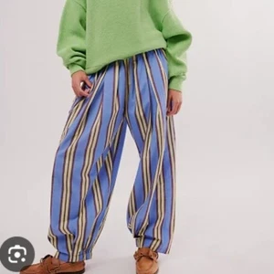 Free People To The Sky Striped Parachute Pants Blue Stripe Cotton Baggy Small - Picture 1 of 11