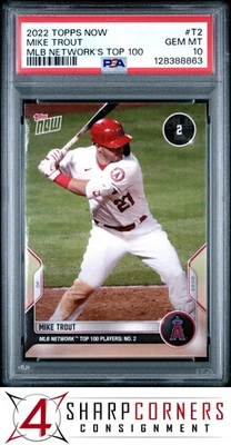 2022 TOPPS NOW MLB NETWORK'S TOP 100 #T2 MIKE TROUT PSA 10 - Image 1 of 3