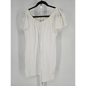 Vintage Y2K Banana Republic Womens Sz S Off Shoulder Mini Dress Cotton White - Picture 1 of 4