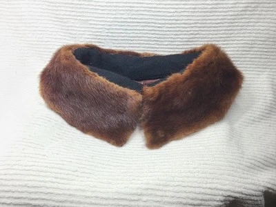 Abrigo Suéter de Colección Años 60 Marrón Cuello de Piel de Visón Coser Cuero Genuino Pinup Sable? Foto 1 de 4